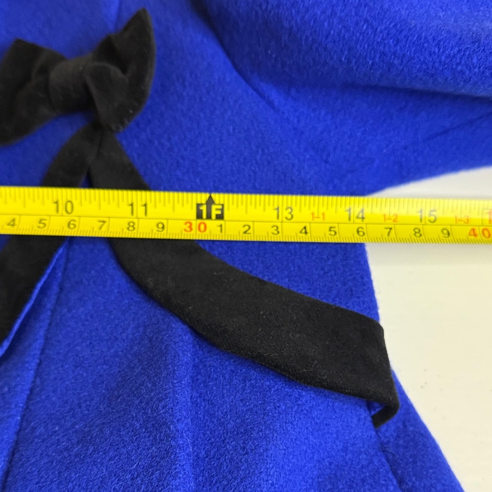 Vintage Rothschild Blue Pea Coat with Black Velvet Accents wool blend - Picture 10 of 11